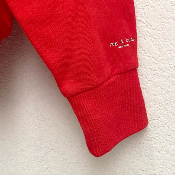 RAG & BONE Battle Red City Terry Organic Cotton Hoodie Sweatshirt Size S - Picture 8 of 15